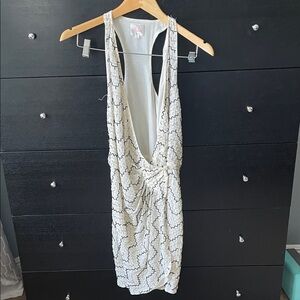 Parker Elegant White and Black Dress